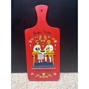 Swedish Cutting Board, Vtg Hand-painted approx 15 x 7 inches